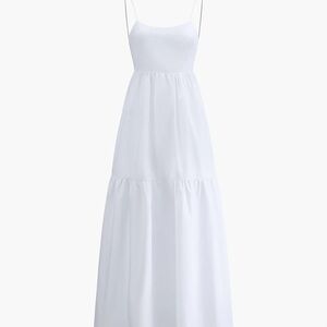 Commense White Backless Maxi Dress